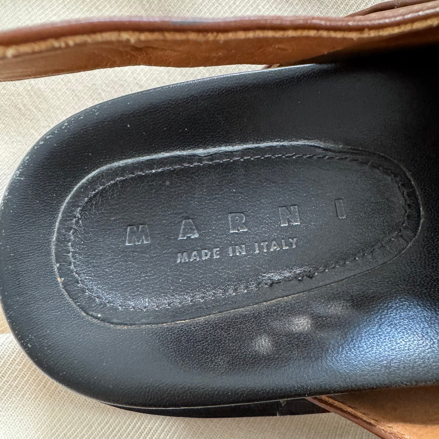 Marni Fussbett Sandals in Brown, size 41