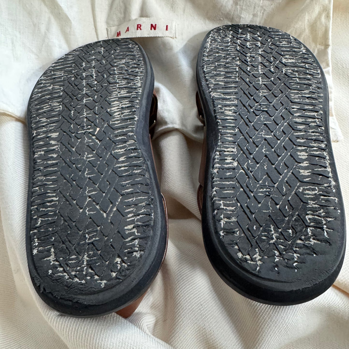 Marni Fussbett Sandals in Brown, size 41