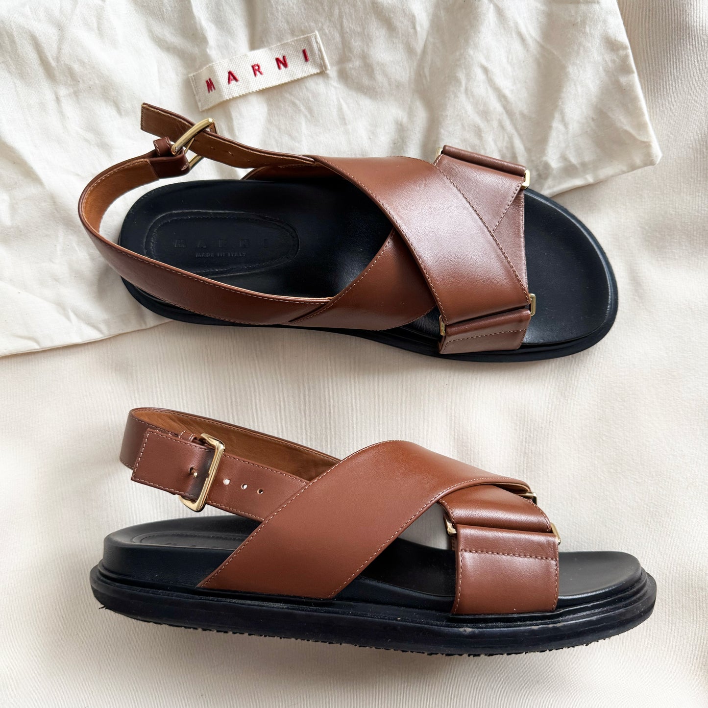 Marni Fussbett Sandals in Brown, fits size 41