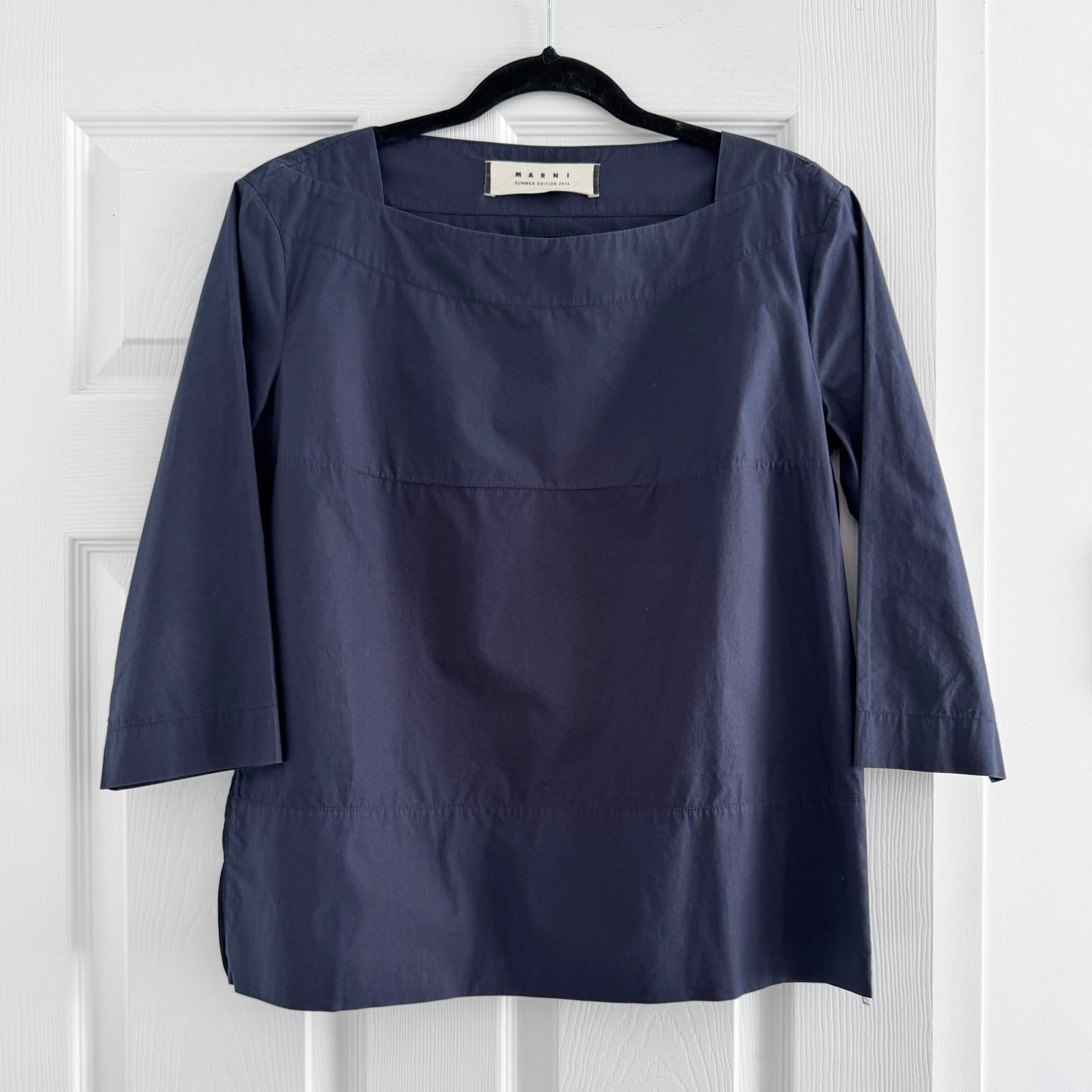 Marni Cotton Top w Side Zips in Navy, size 42IT (Fits like a 4/6)