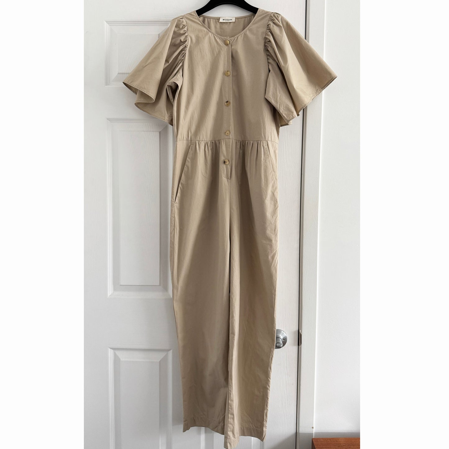 Masscob Puff Sleeve Jumpsuit in Beige, size 36 (fits 2/4)