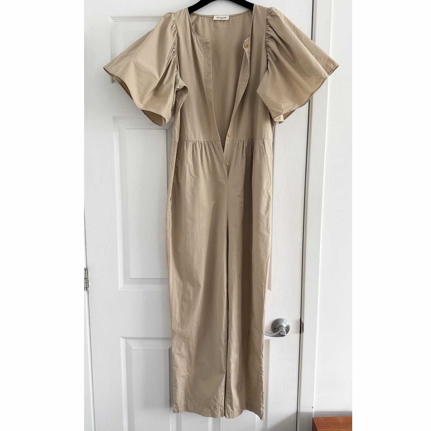 Masscob Puff Sleeve Jumpsuit in Beige, size 36 (fits 2/4)