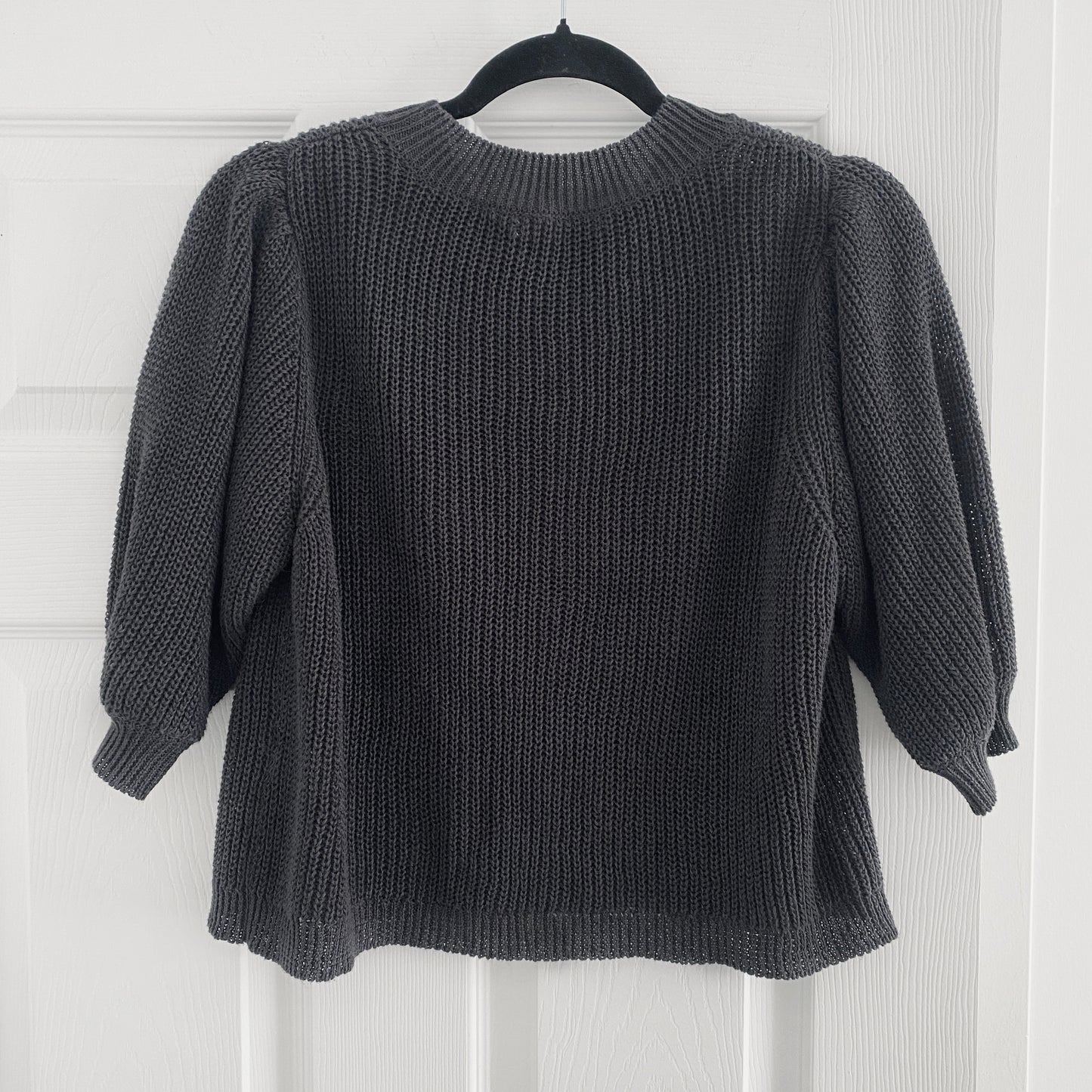 Masscob "Orinda" Cropped Linen/Cotton Sweater in Dark Grey, size Medium