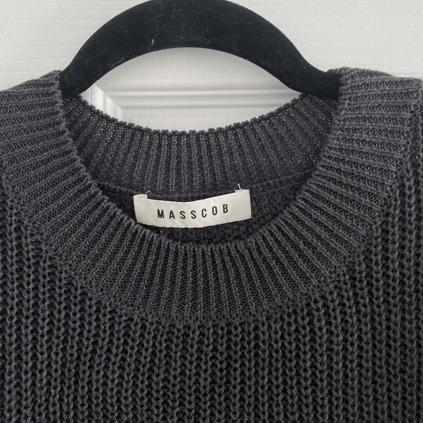 Masscob "Orinda" Cropped Linen/Cotton Sweater in Dark Grey, size Medium