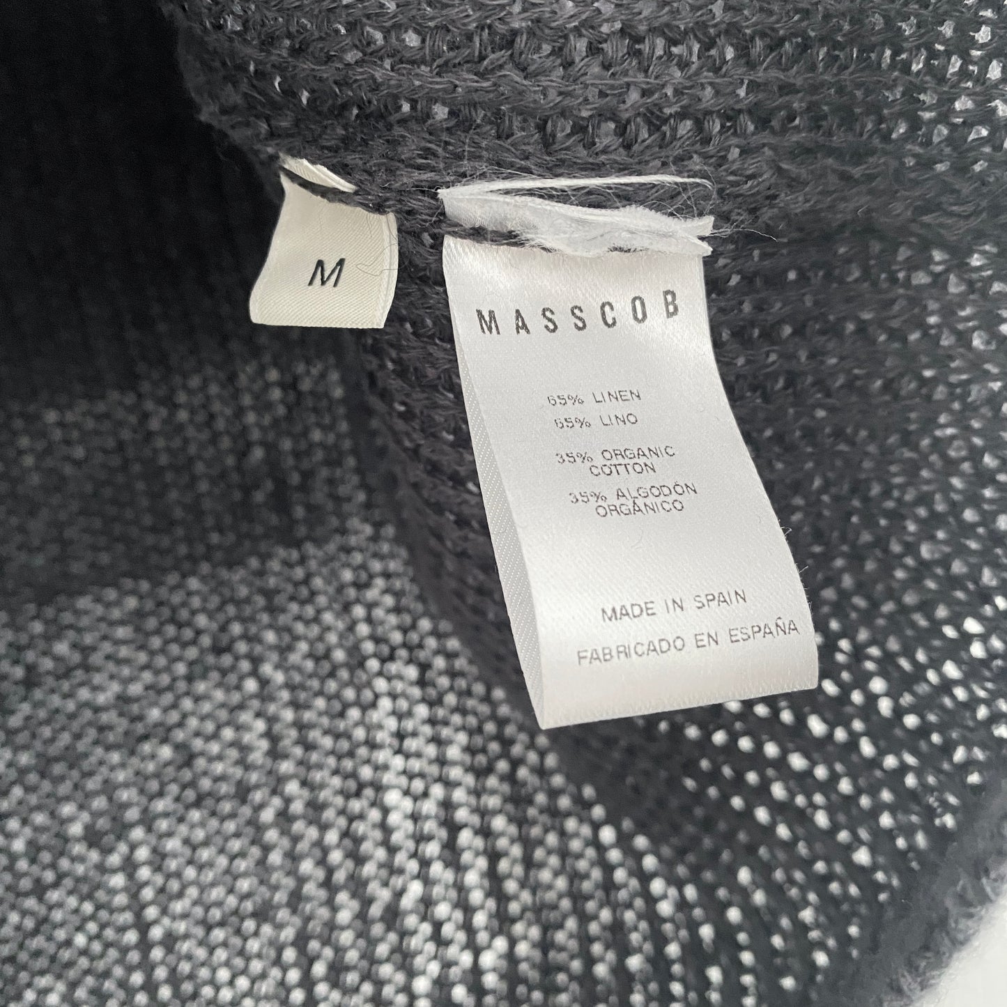 Masscob "Orinda" Cropped Linen/Cotton Sweater in Dark Grey, size Medium