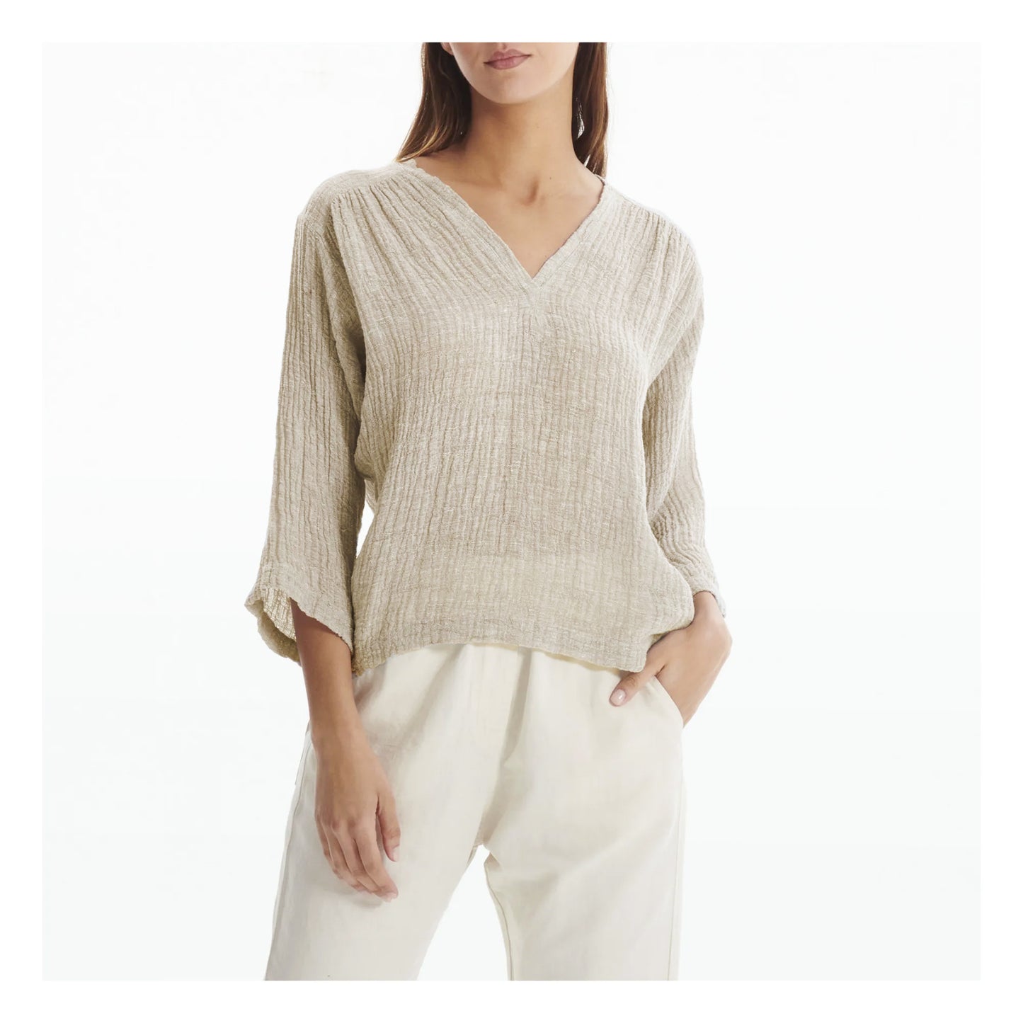 Masscob "Roya" Crinkled Linen Top, size XS (fits size Small)