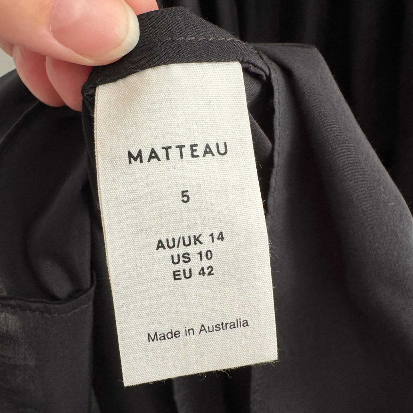 Matteau Shirred Sundress in Black Voile, size "5" (size large)