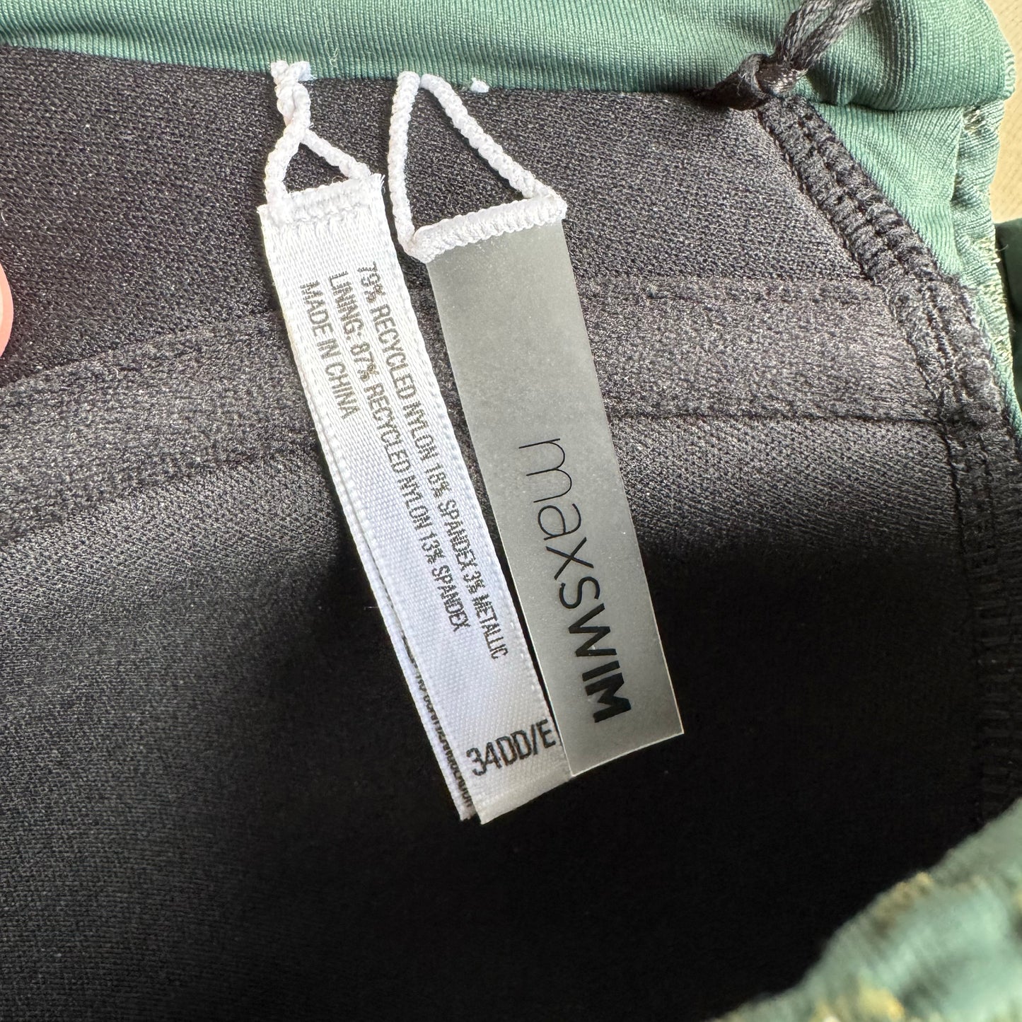 MaxSwim Green Bikini Size 34DD Top/Size Medium Bottom