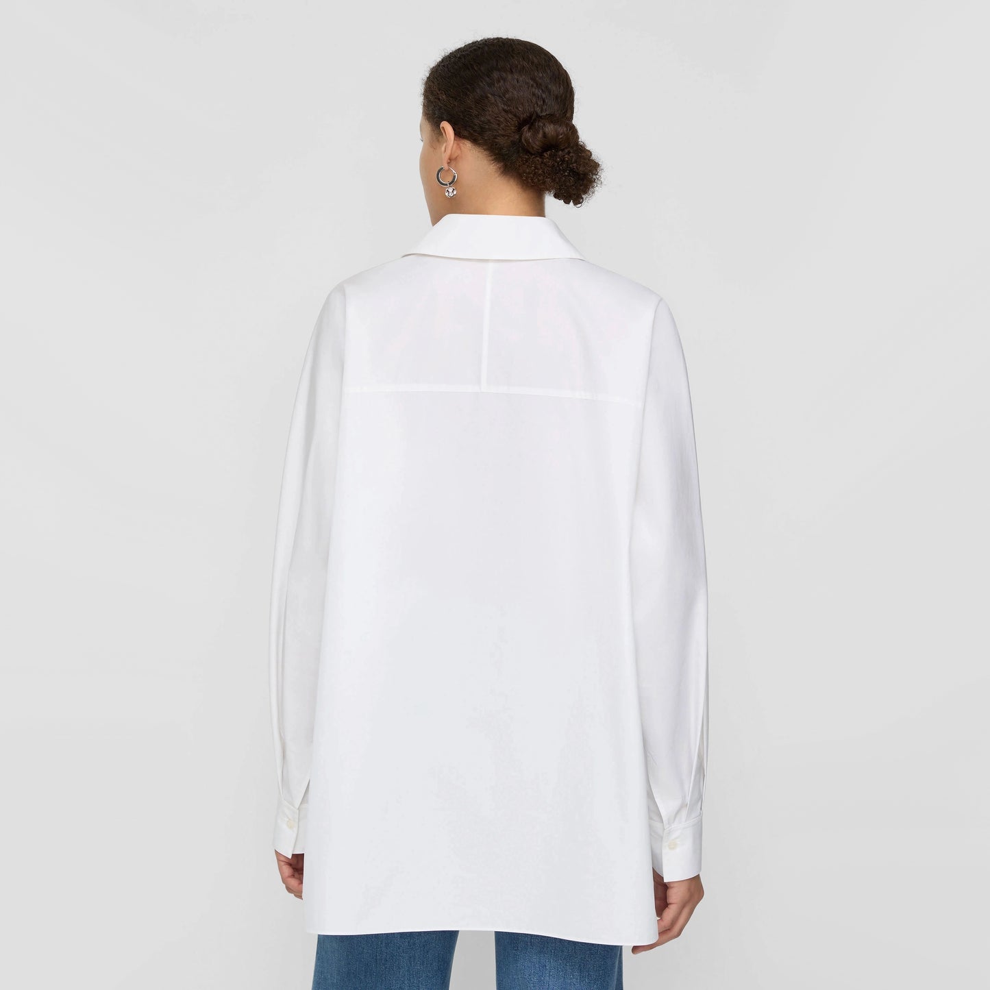 Lafayette 148 Oversize Poplin Shirt in White, size Small