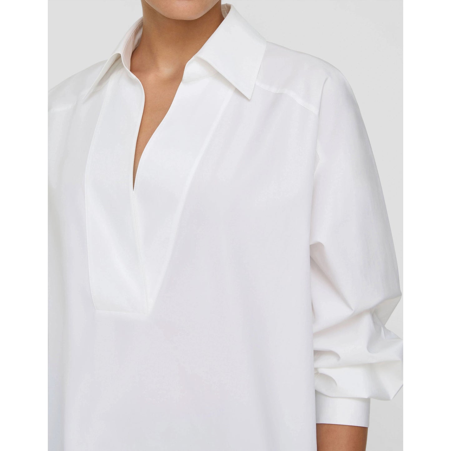 Lafayette 148 Oversize Poplin Shirt in White, size Small