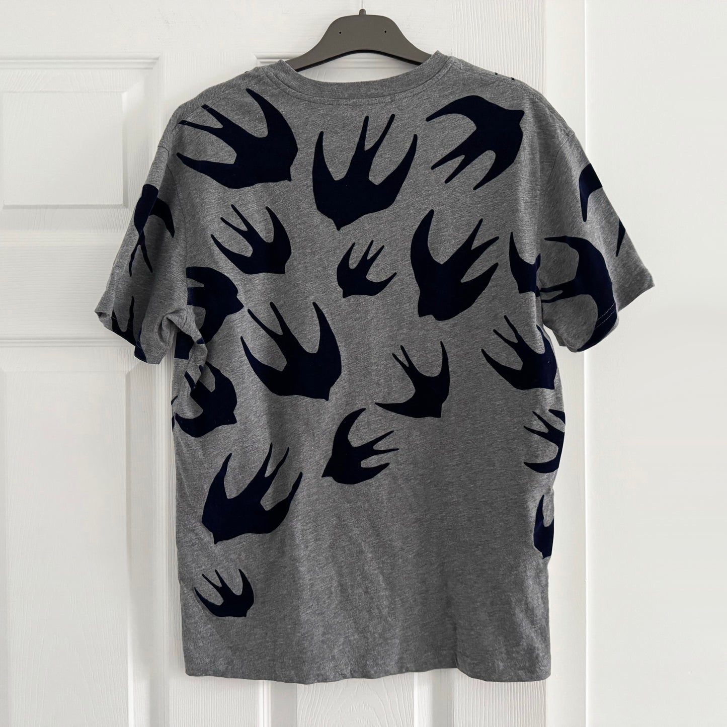 McQ by Alexander McQueen Swallows Print Tee Shirt, size Medium