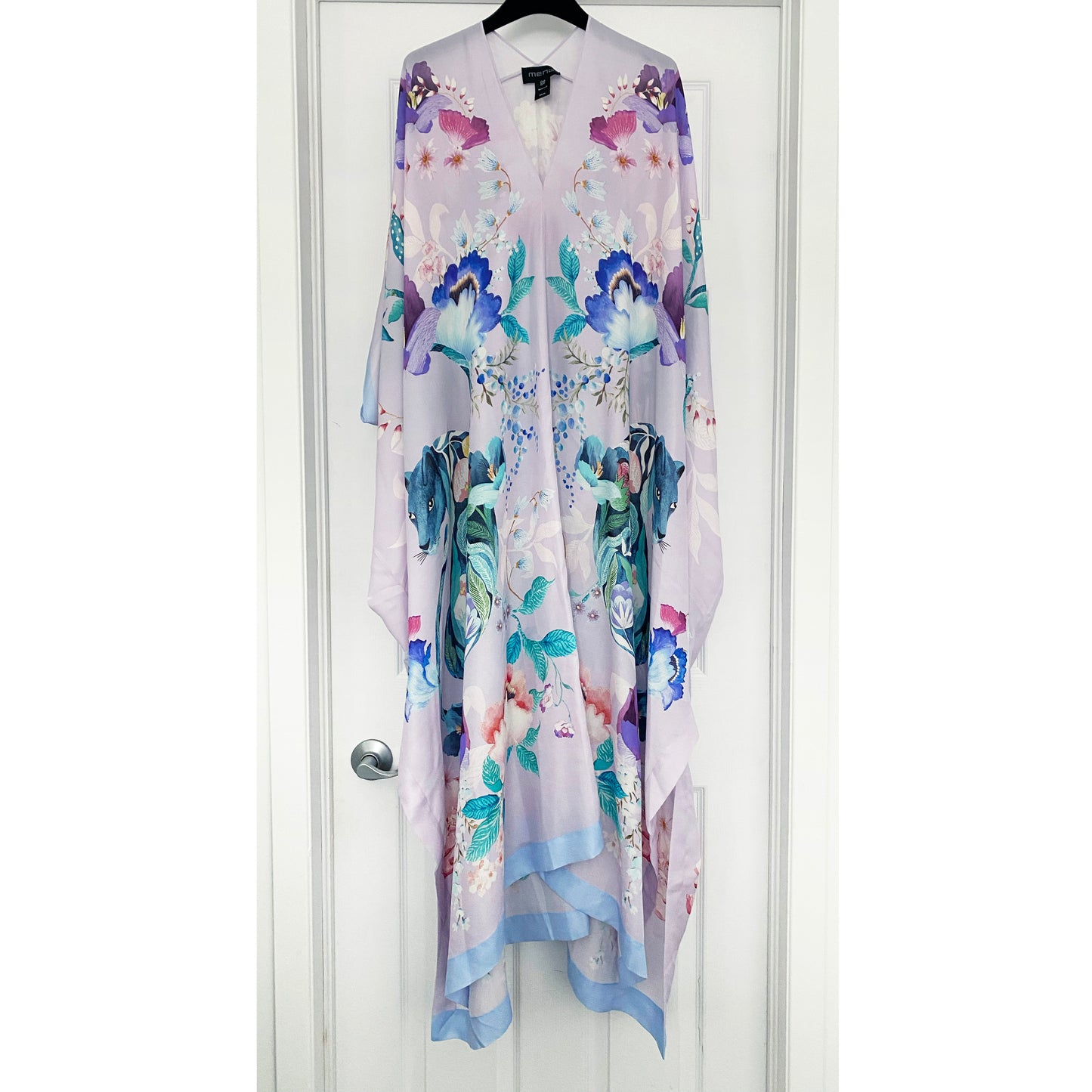 MENG Printed Silk Kaftan in Lilac, One Size Only