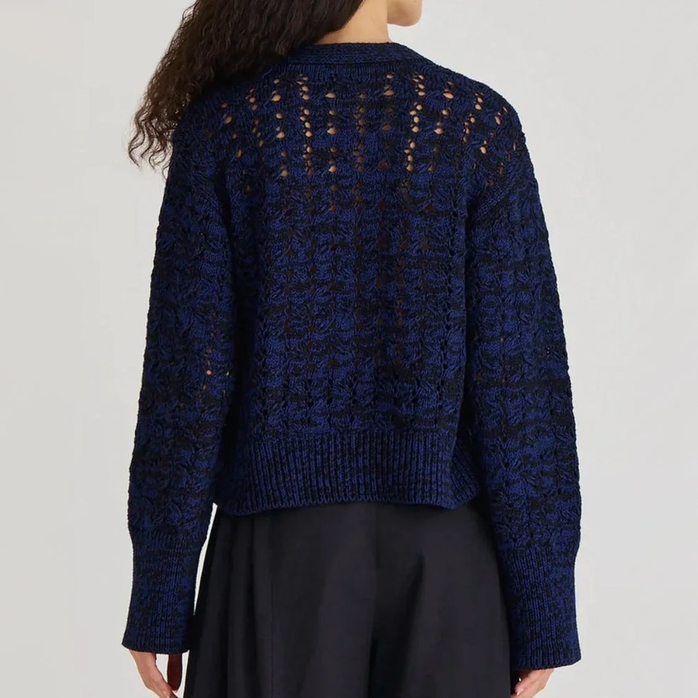 Merlette "Haydee" Cardigan in Navy/Black, size Medium