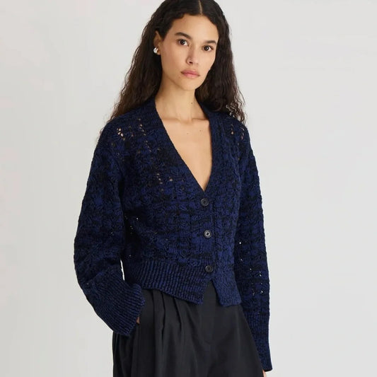 Merlette "Haydee" Cardigan in Navy/Black, size Medium