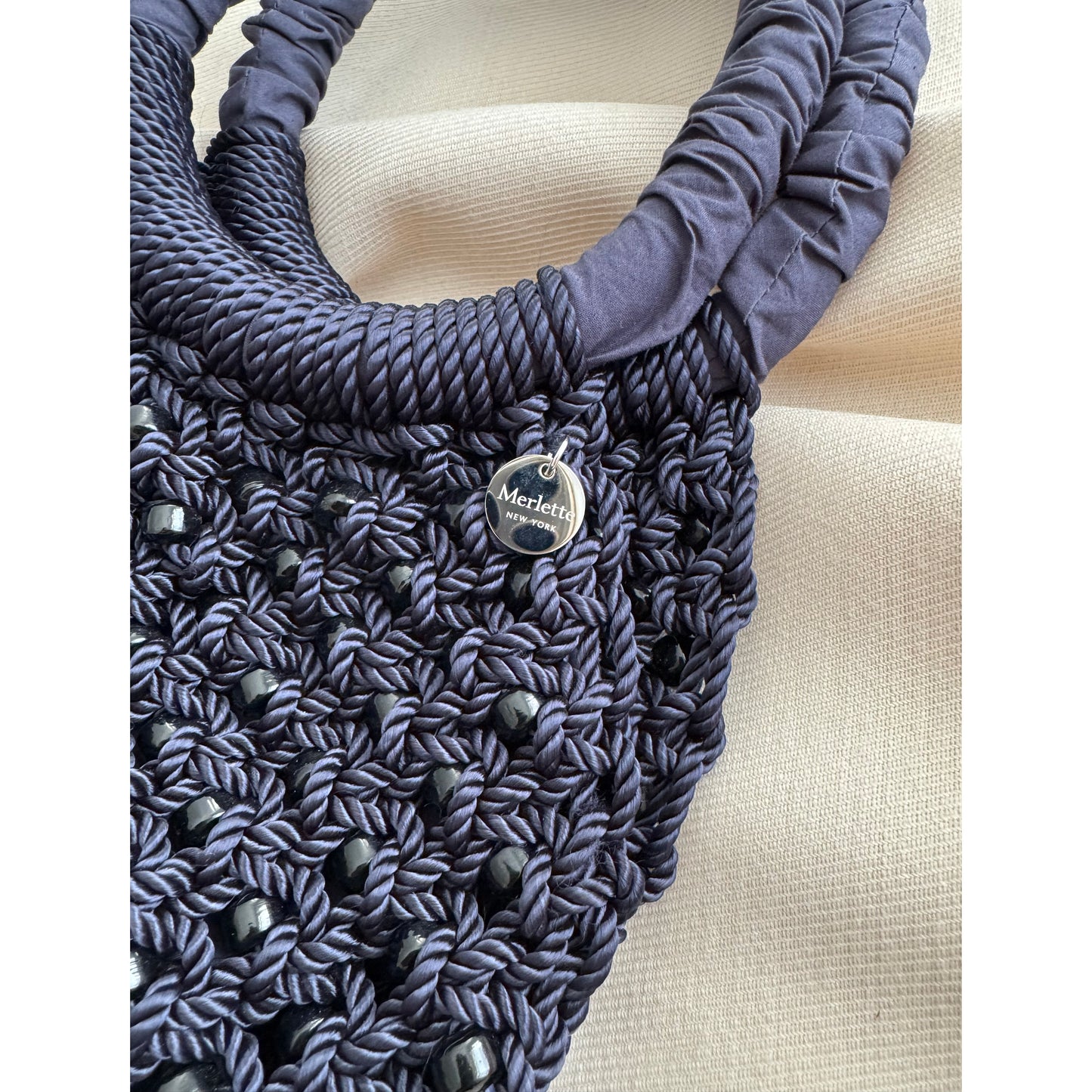 Merlette "Maris" Beaded Bag in Navy