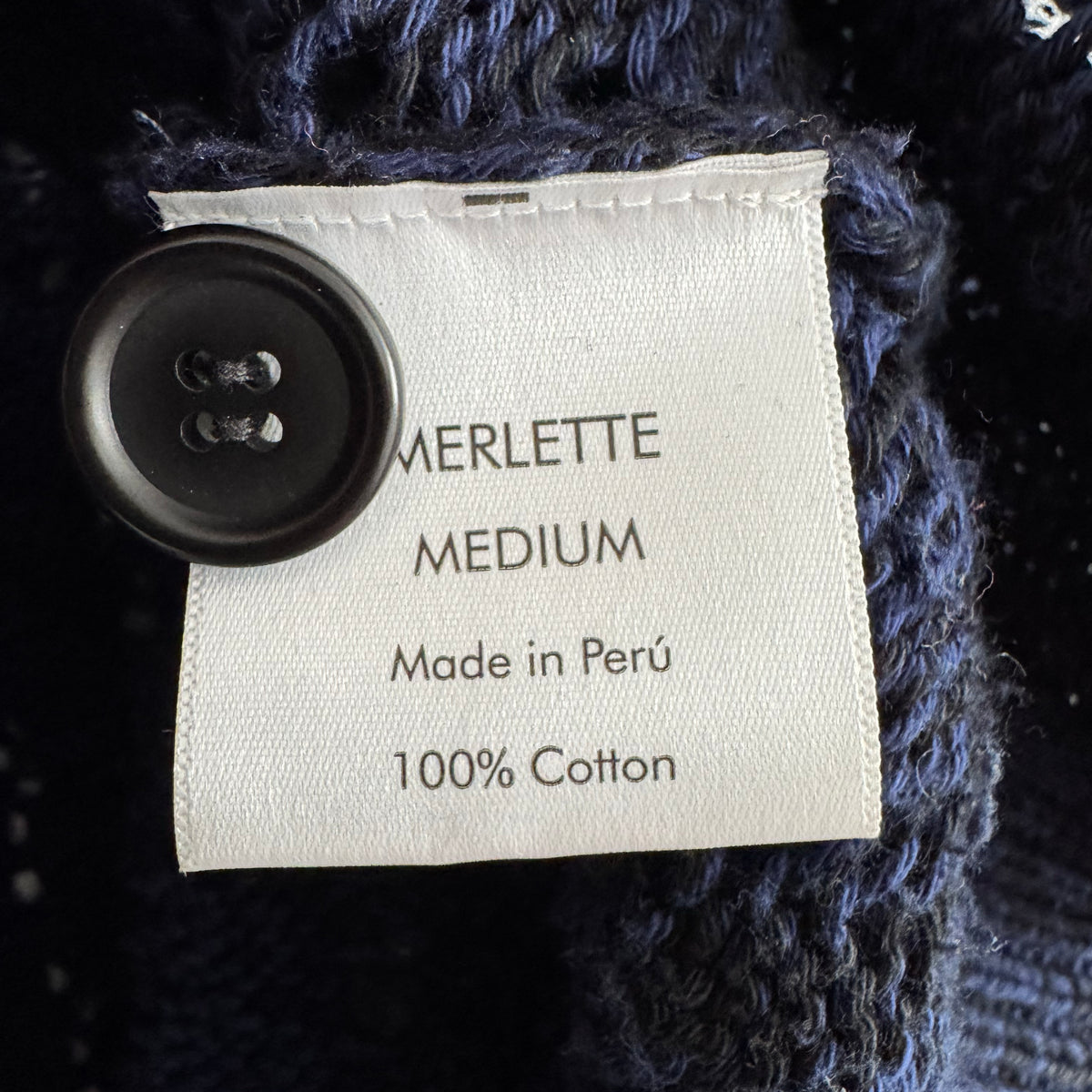 Merlette "Haydee" Cardigan in Navy/Black, size Medium