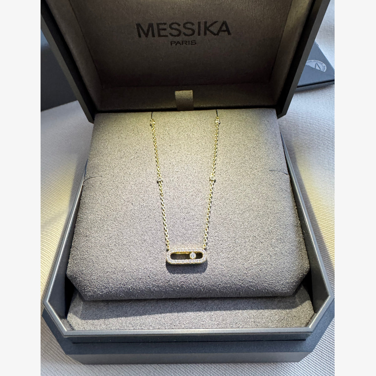 MESSIKA "Move Uno" 18K Yellow Gold Pavé Necklace With Diamonds