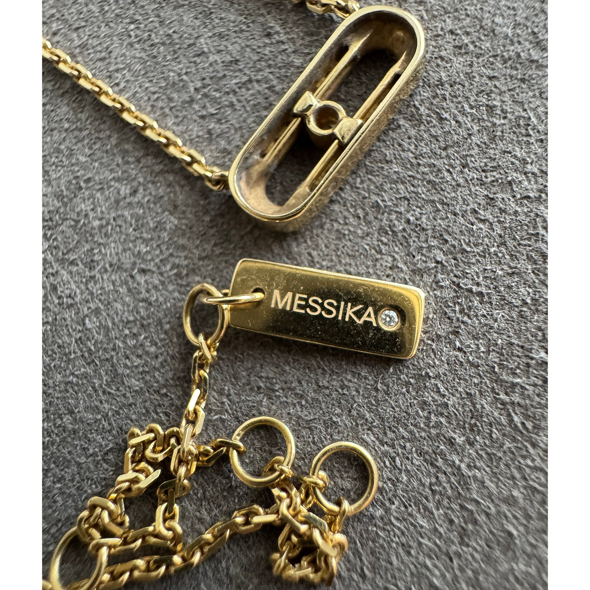 MESSIKA "Move Uno" 18K Yellow Gold Pavé Necklace With Diamonds