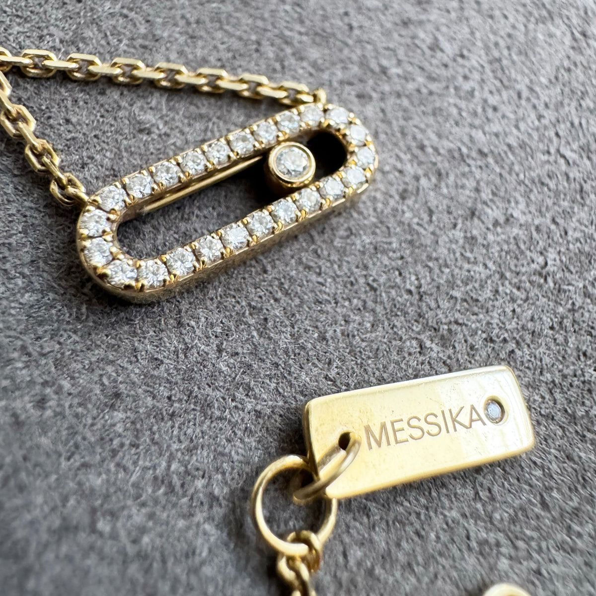 MESSIKA "Move Uno" 18K Yellow Gold Pavé Necklace With Diamonds