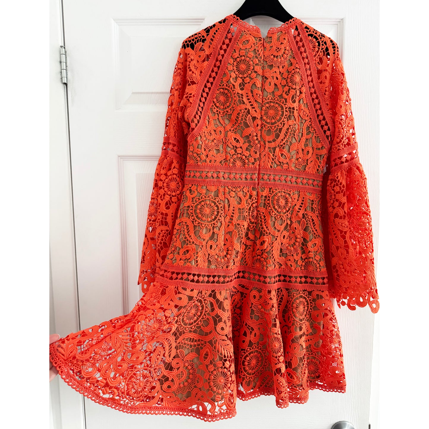 Michael by Michael Kors Lace Dress with Bell Sleeves in Orange, size 2