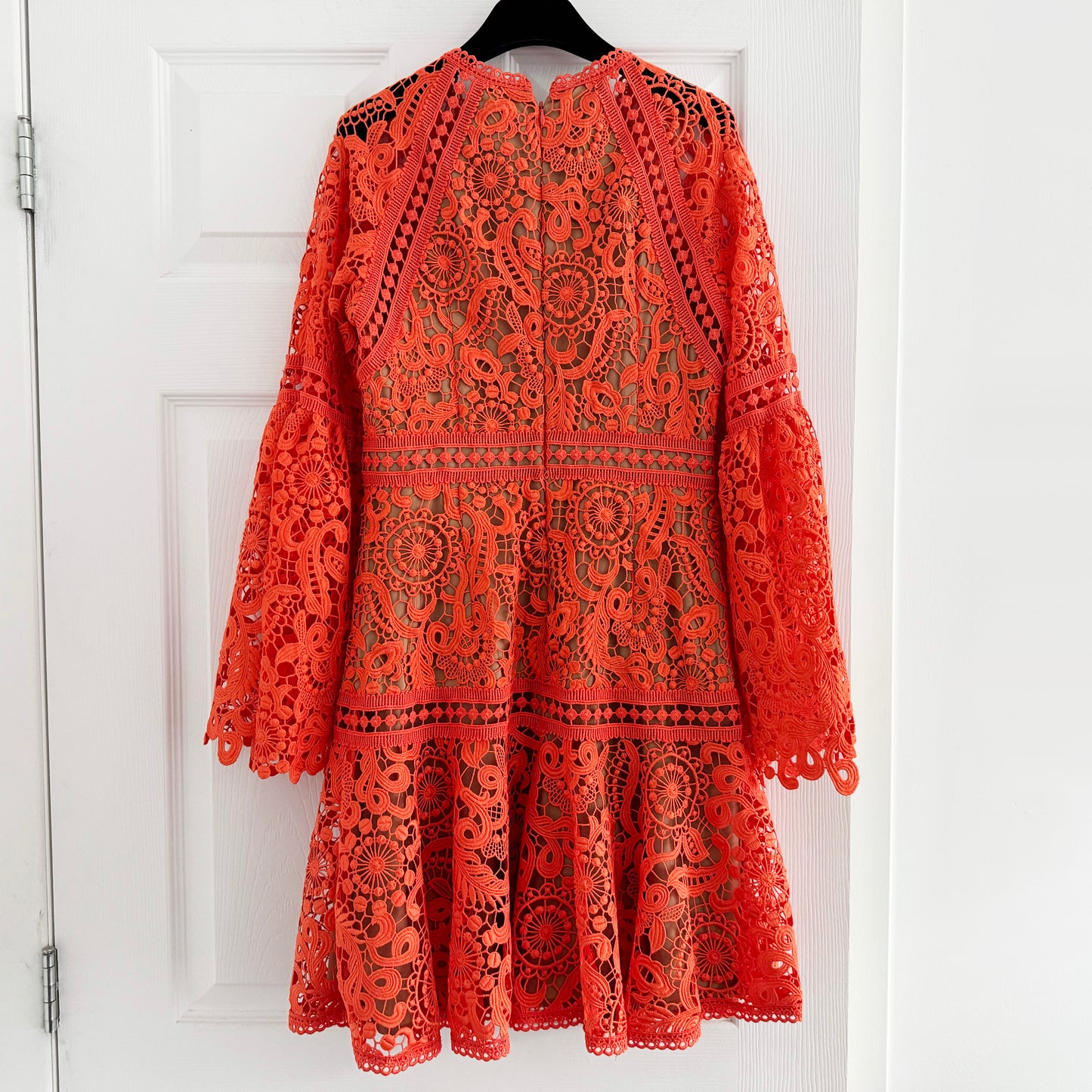 Michael by Michael Kors Lace Dress with Bell Sleeves in Orange, size 2