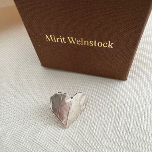 Mirit Weinstock "Open Heart" Brooch in Silver