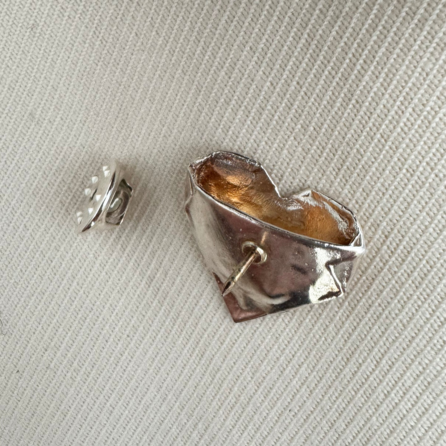 Mirit Weinstock "Open Heart" Brooch in Silver