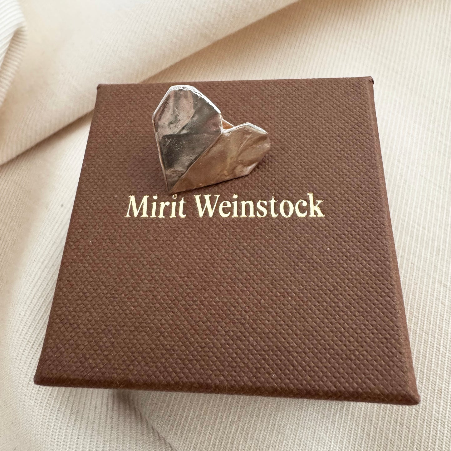 Mirit Weinstock "Open Heart" Brooch in Silver