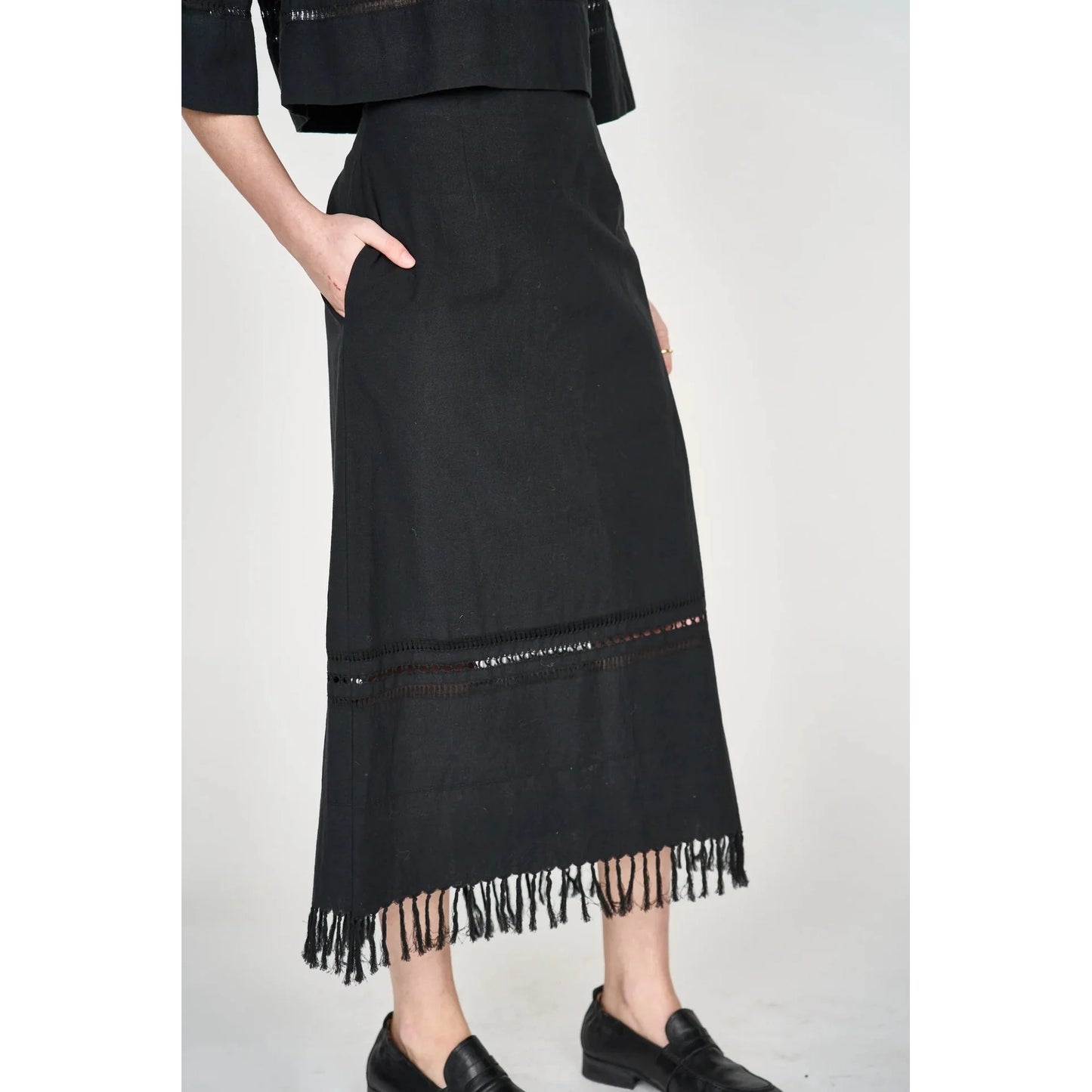 Mirth "Lombok" Cotton Skirt in Black, size Small