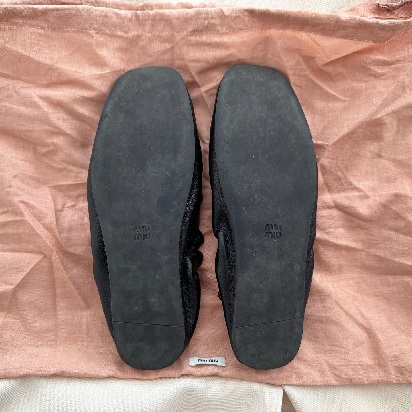 Miu Miu Elastic Back Loafers in Black, size 38