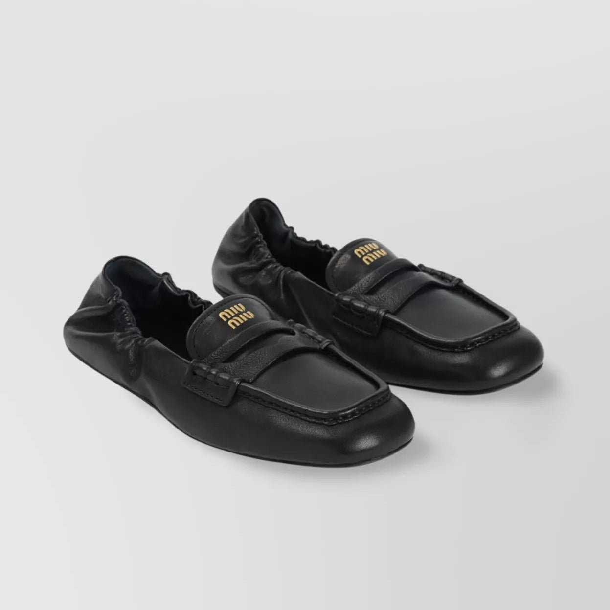 Miu Miu Elastic Back Loafers in Black, size 38