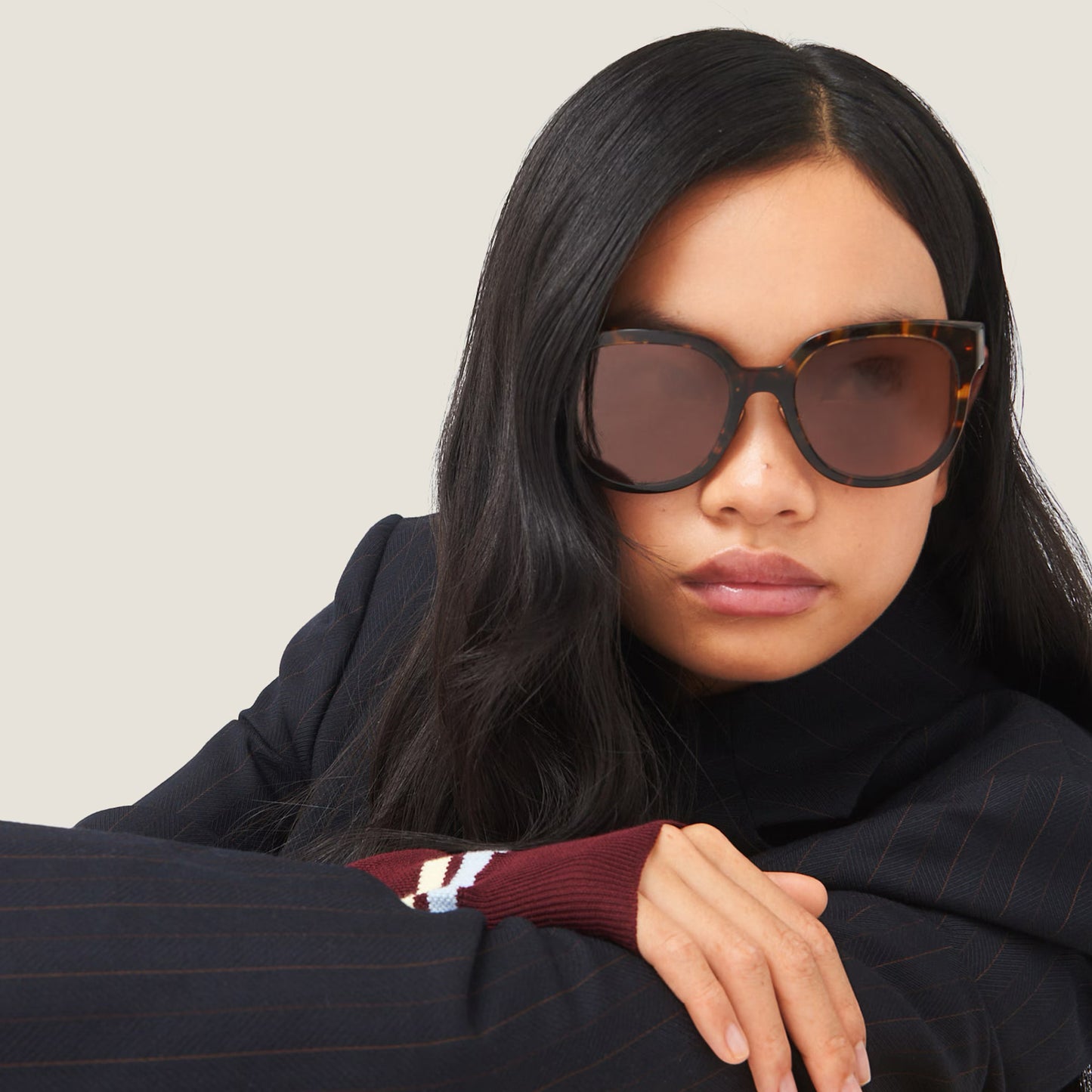 Miu Miu "01Z" Logo Sunglasses in Brown Tortoise