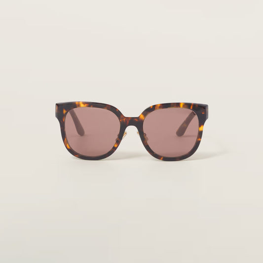 Miu Miu "01Z" Logo Sunglasses in Brown Tortoise