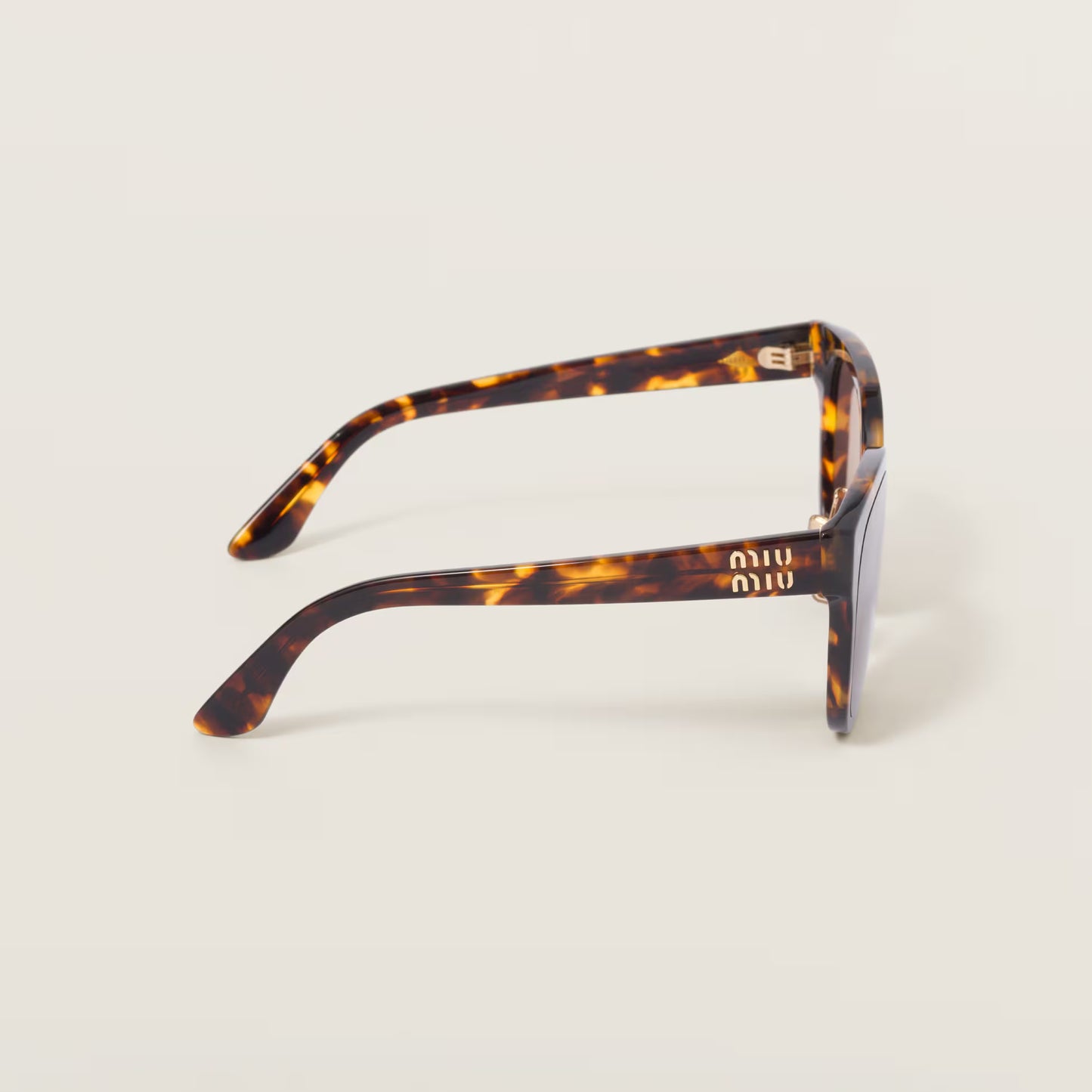 Miu Miu "01Z" Logo Sunglasses in Brown Tortoise