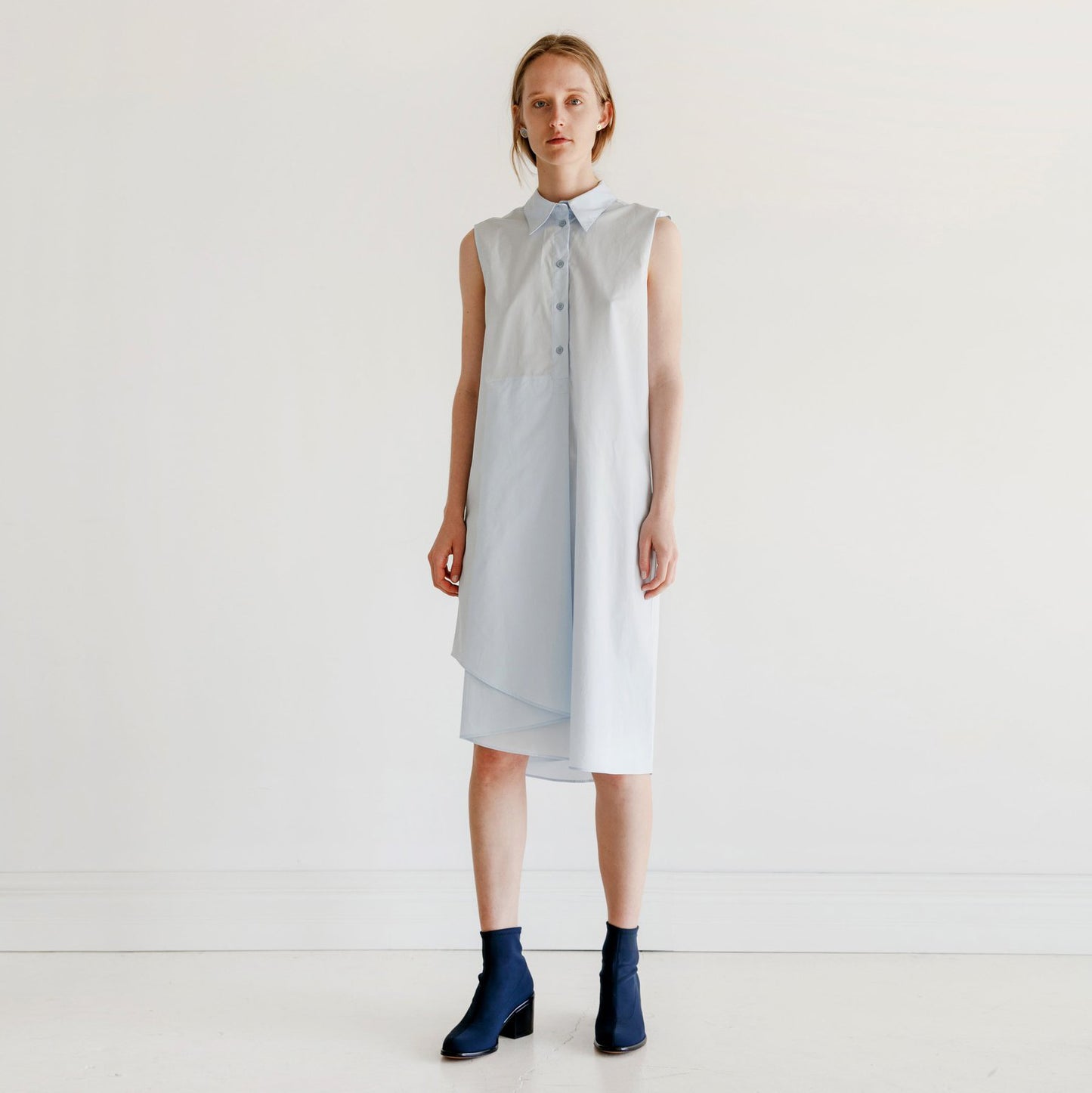 MM6 Folded Poplin Dress in Light Blue, size 40