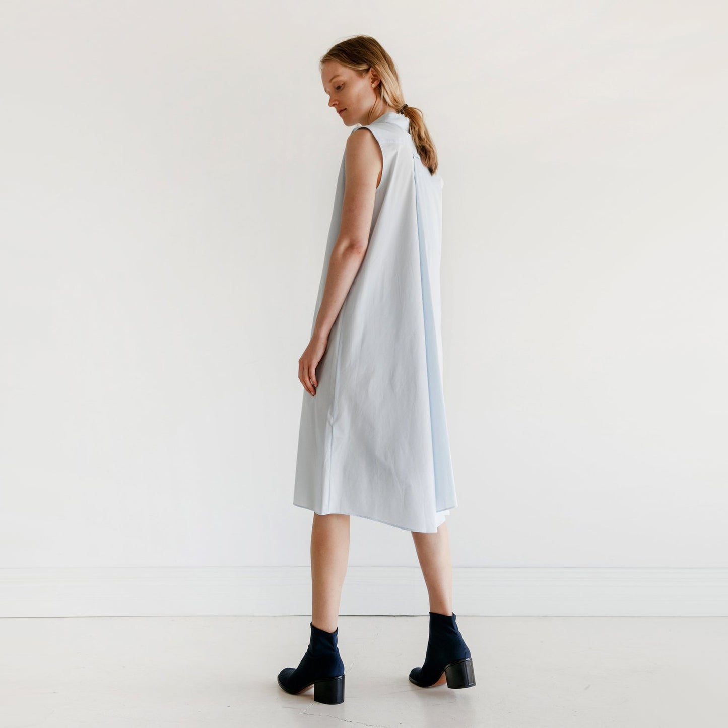 MM6 Folded Poplin Dress in Light Blue, size 40