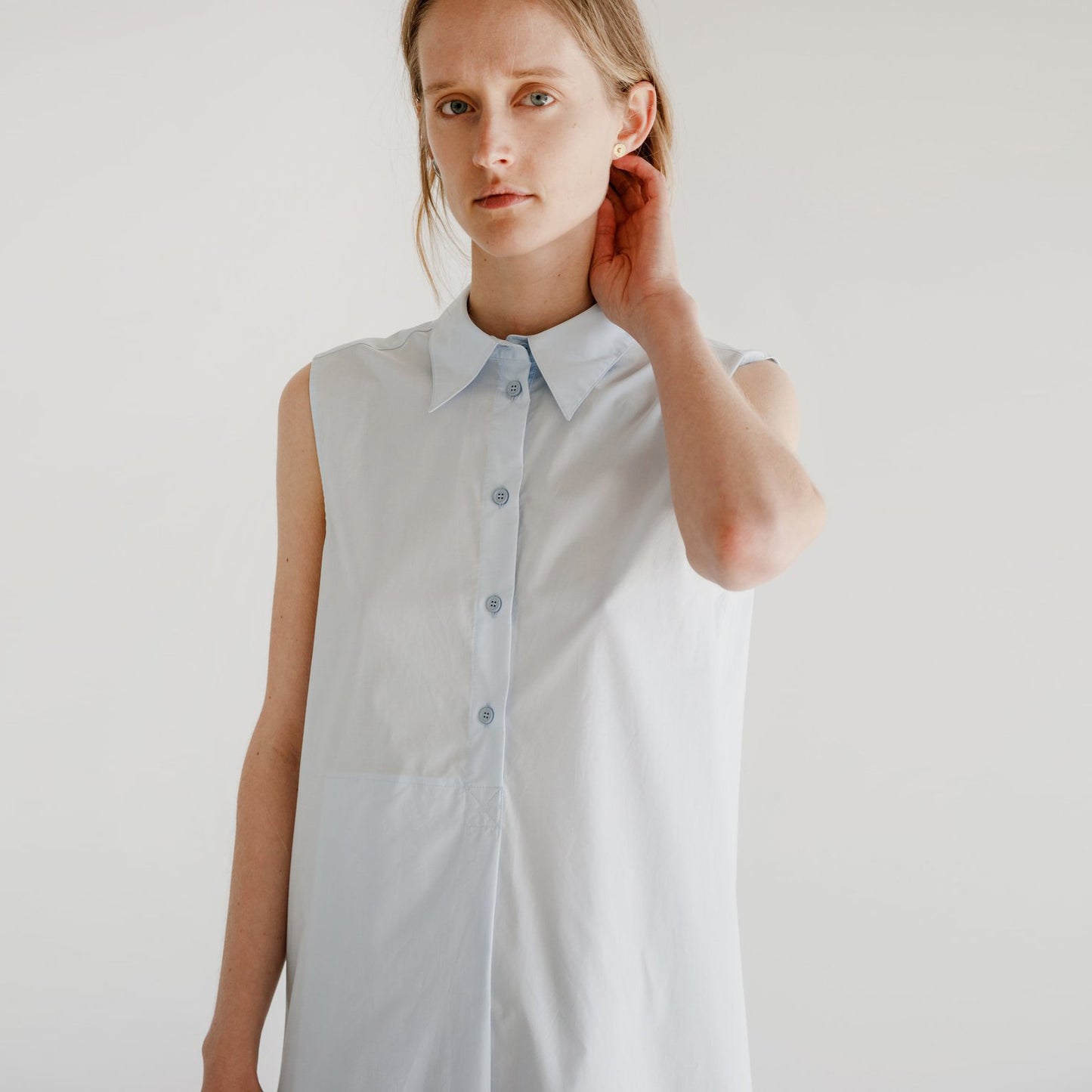 MM6 Folded Poplin Dress in Light Blue, size 40