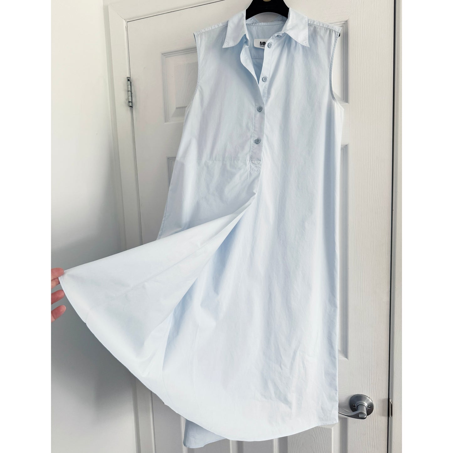 MM6 Folded Poplin Dress in Light Blue, size 40