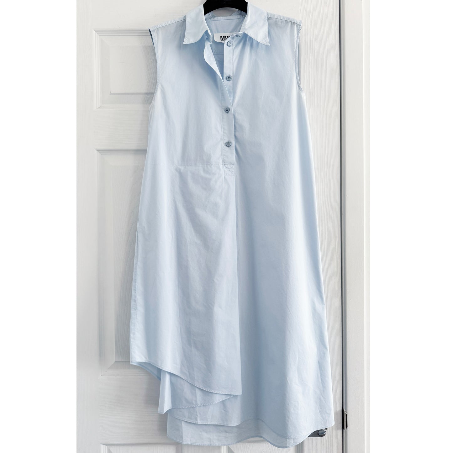MM6 Folded Poplin Dress in Light Blue, size 40