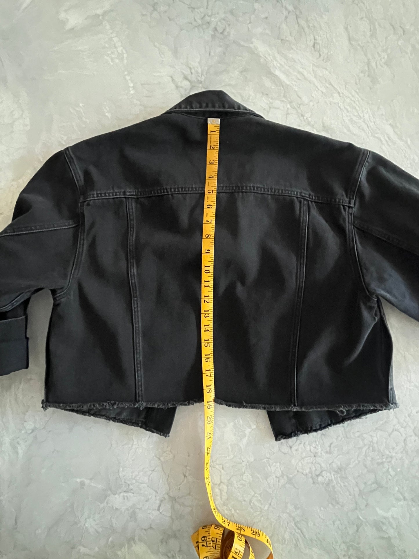 MM6 Maison Margiela Cropped Denim Jacket in Black, size 36