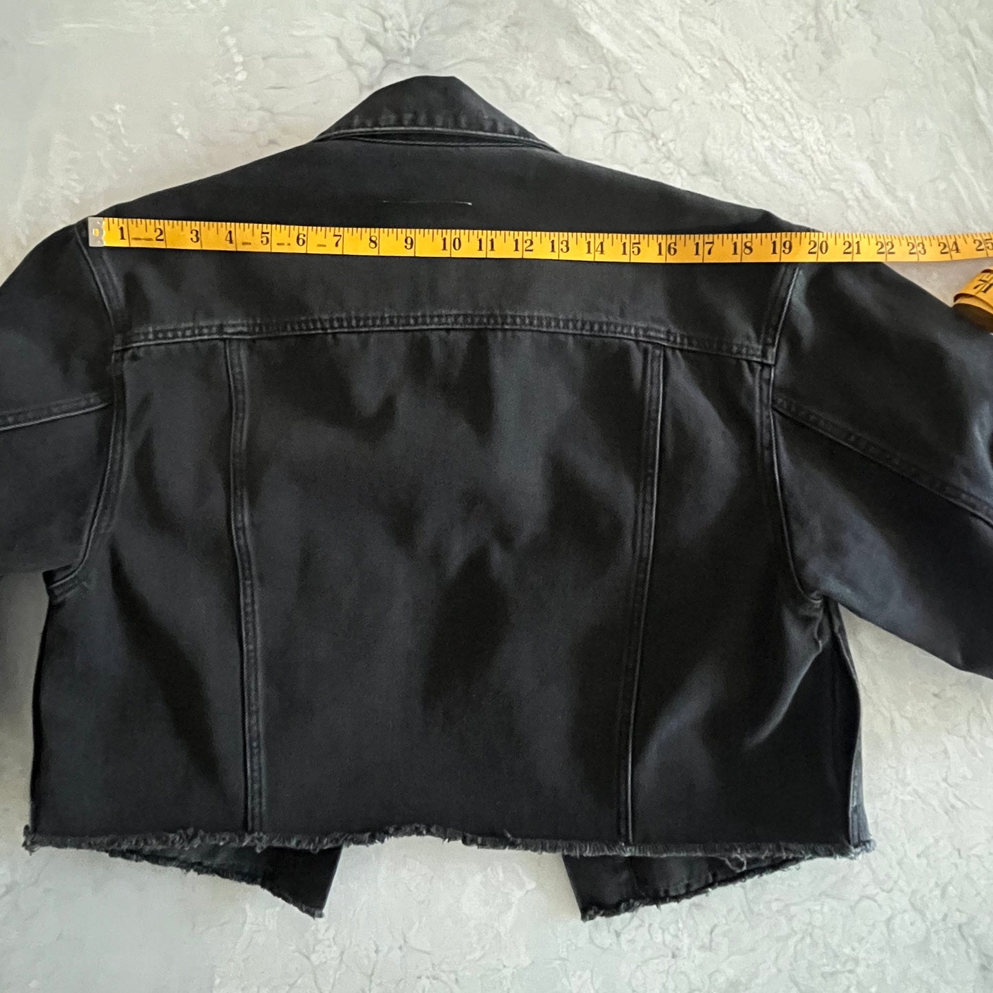 MM6 Maison Margiela Cropped Denim Jacket in Black, size 36