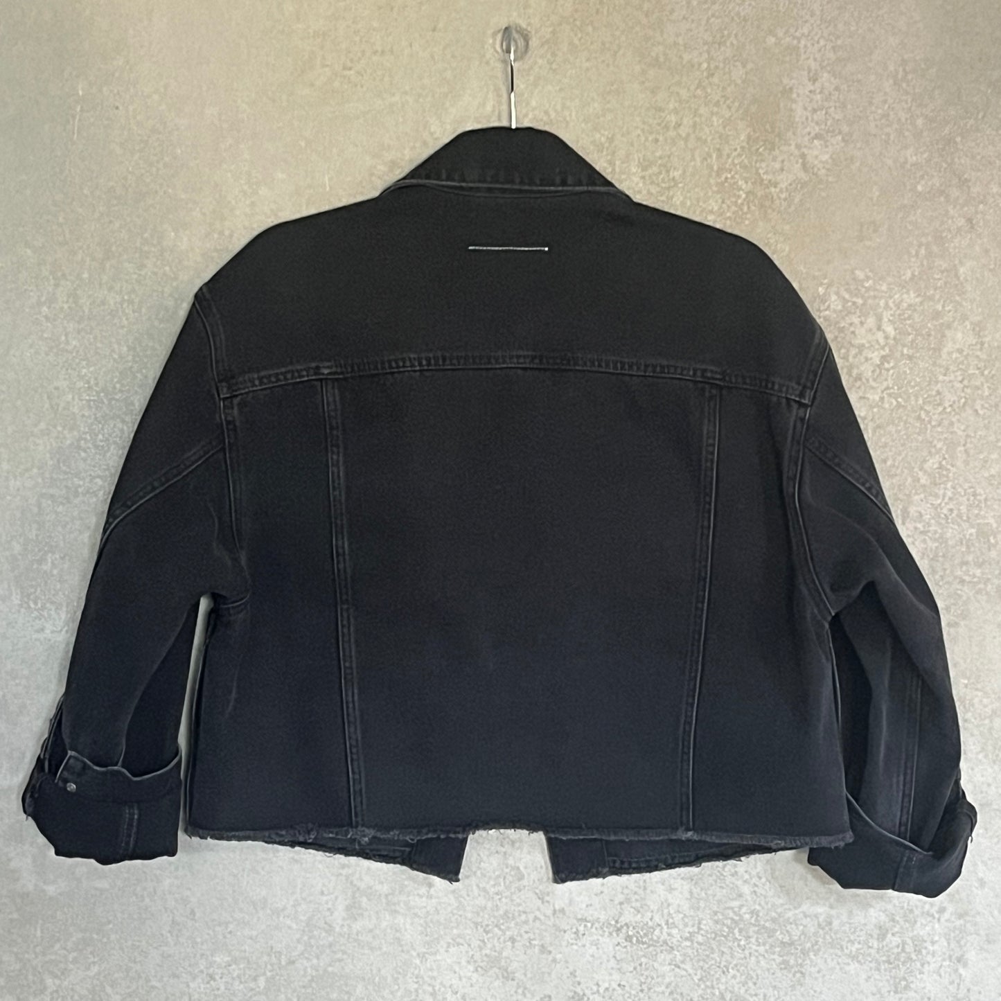 MM6 Maison Margiela Cropped Denim Jacket in Black, size 36