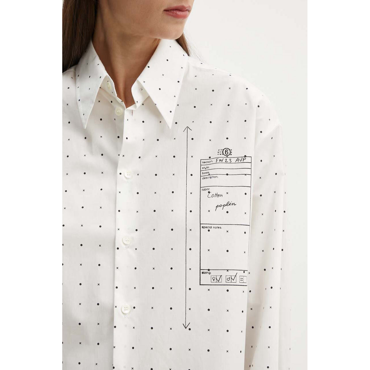MM6 Oversize Poplin Shirt in Ivory, size 42 (size Large)
