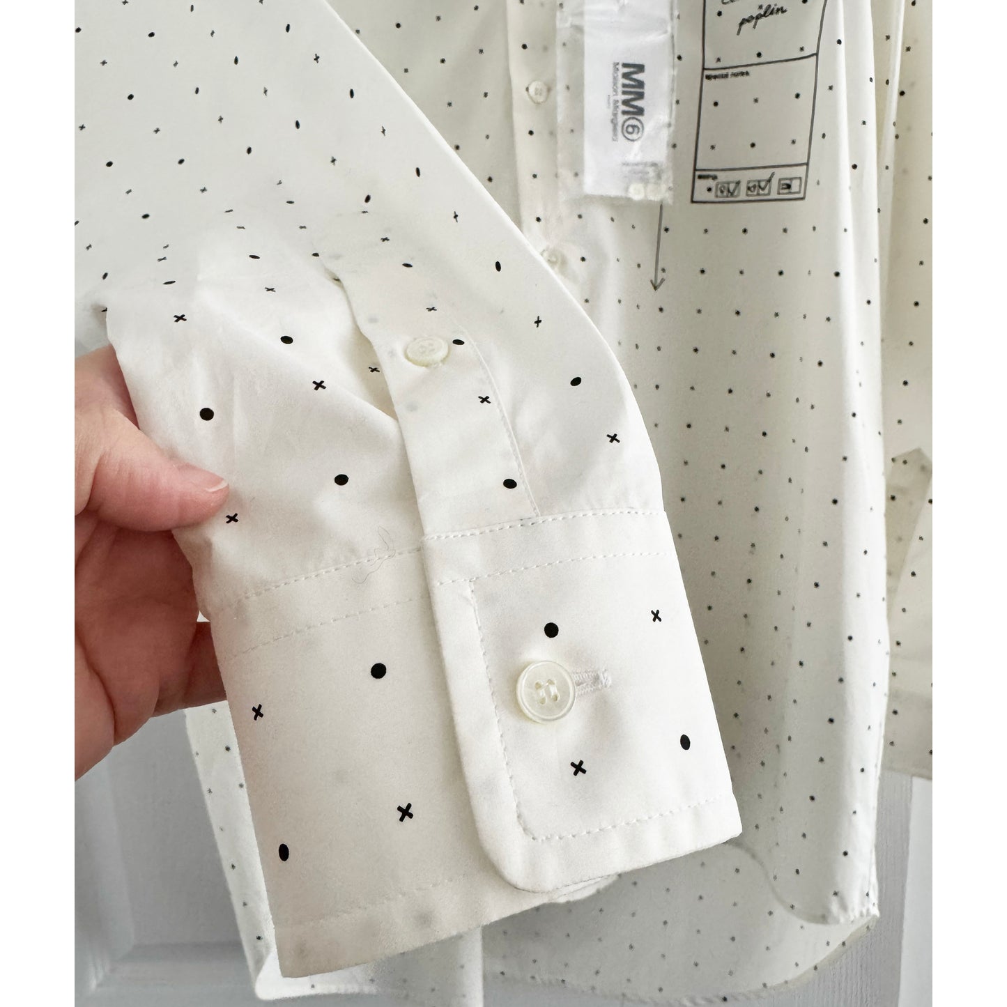 MM6 Oversize Poplin Shirt in Ivory, size 42 (size Large)