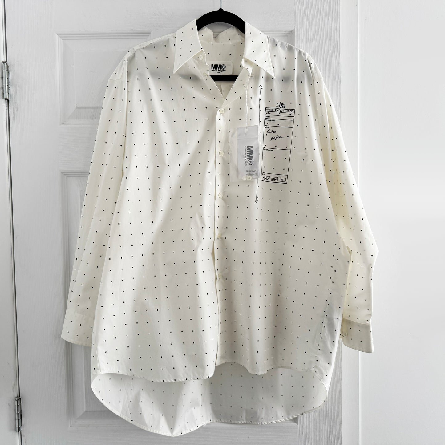 MM6 Oversize Poplin Shirt in Ivory, size 42 (size Large)