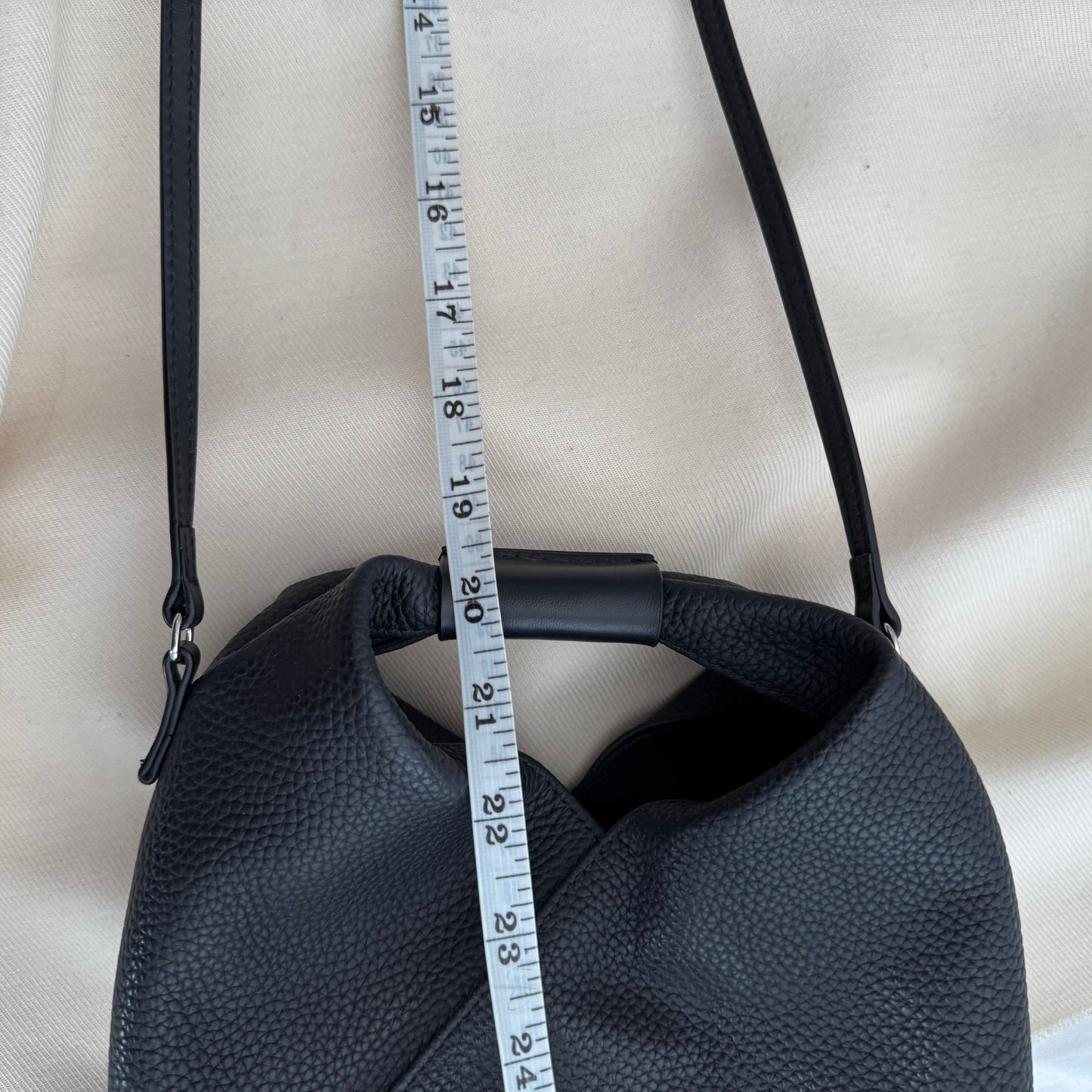 MM6 Margiela Small Triangle Bag in Black Grained Leather