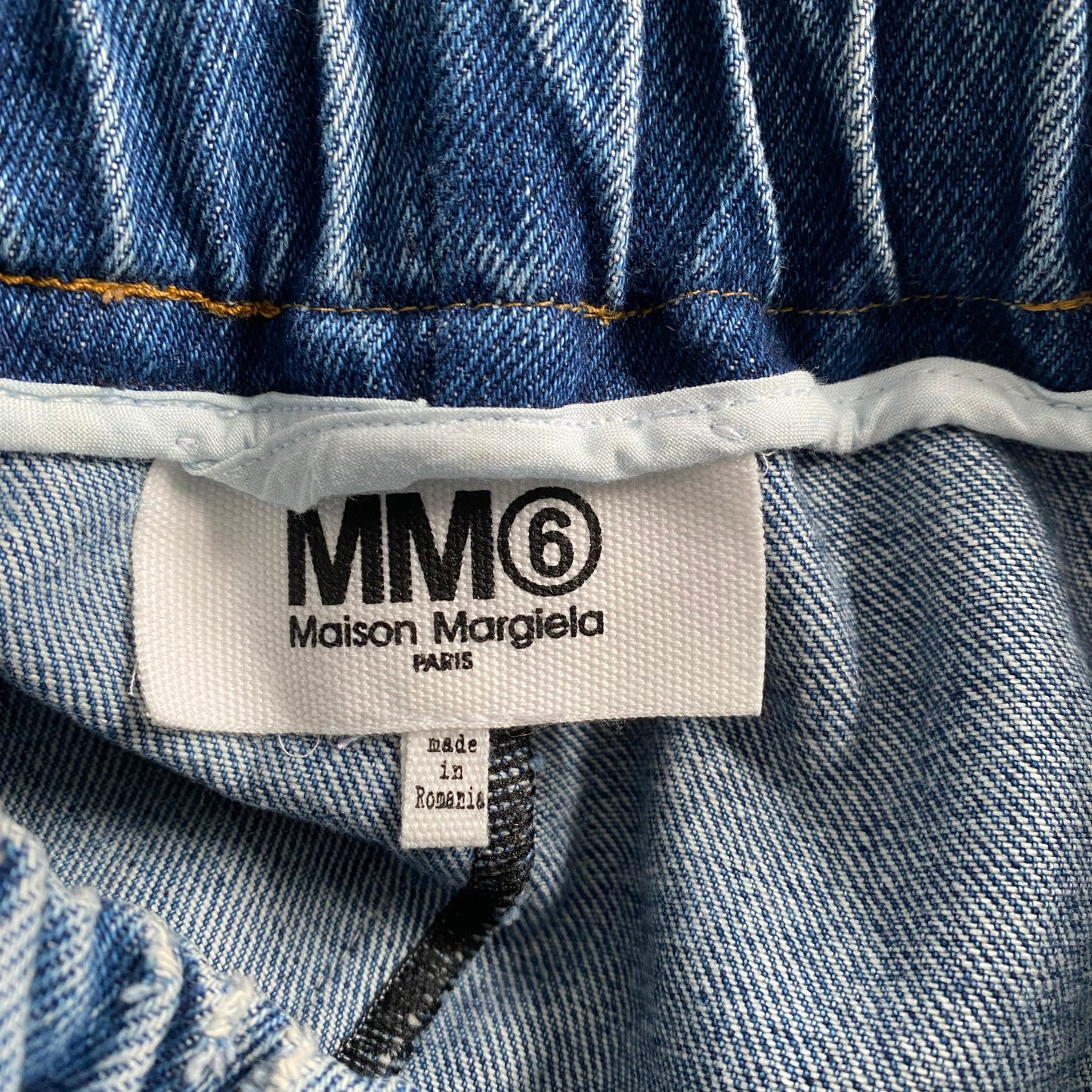 MM6 Gathered Waist Jeans in Blue, size 38IT (like size 2)