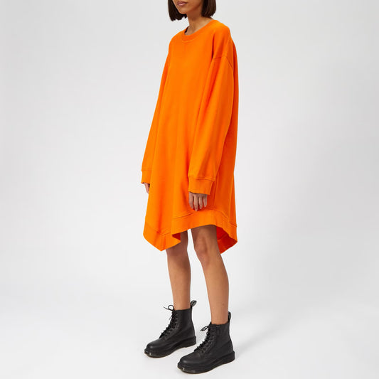 MM6 Asymetrical Hem Sweatshirt Dress in Orange, size Small