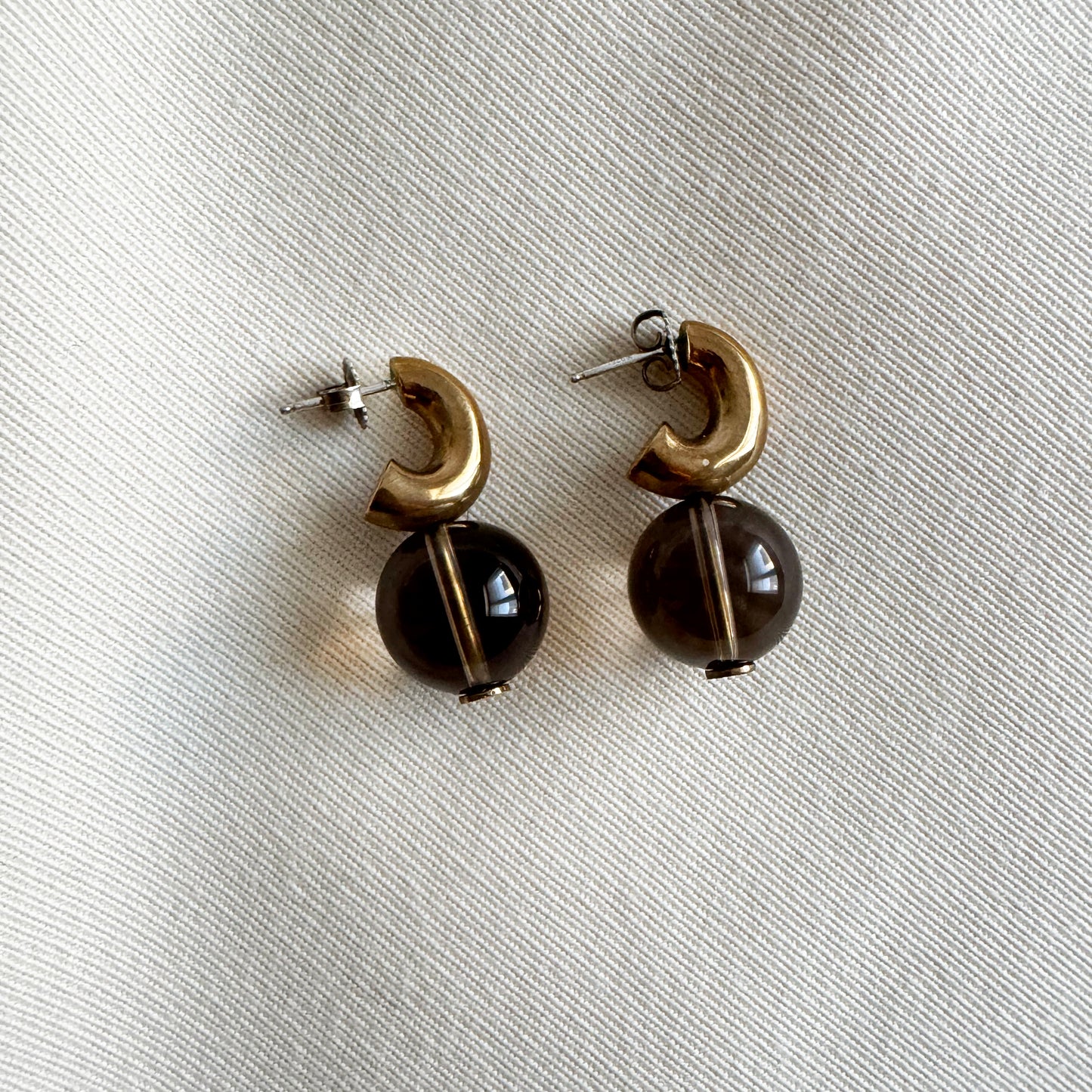 Modern Weaving C-Curve Earrings in Smoky Quartz