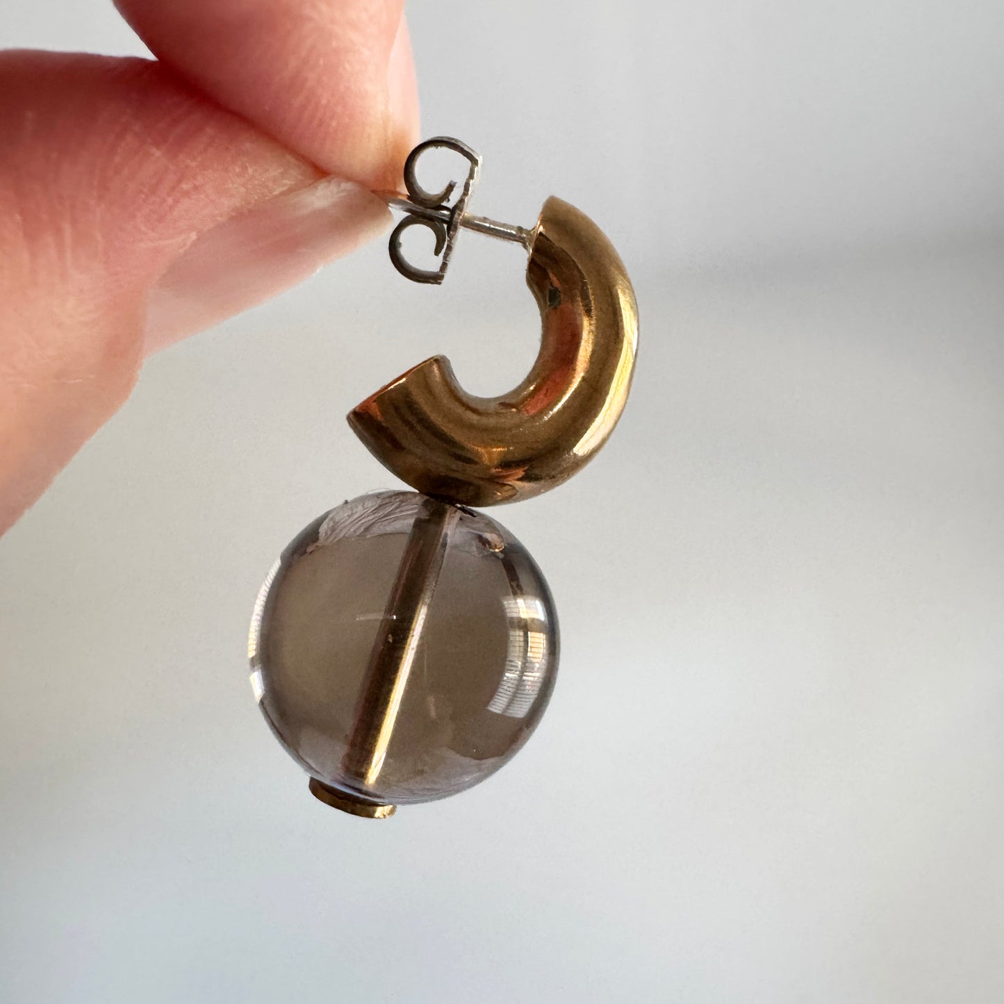 Modern Weaving C-Curve Earrings in Smoky Quartz